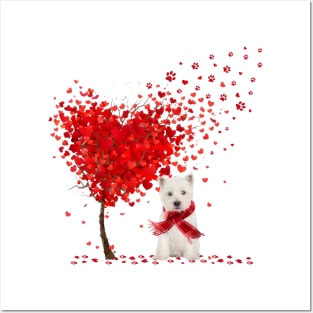 Valentine's Day Heart Tree Love West Highland White Terrier Posters and Art